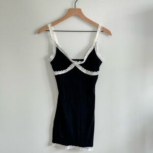 Garage black and white lace mini dress